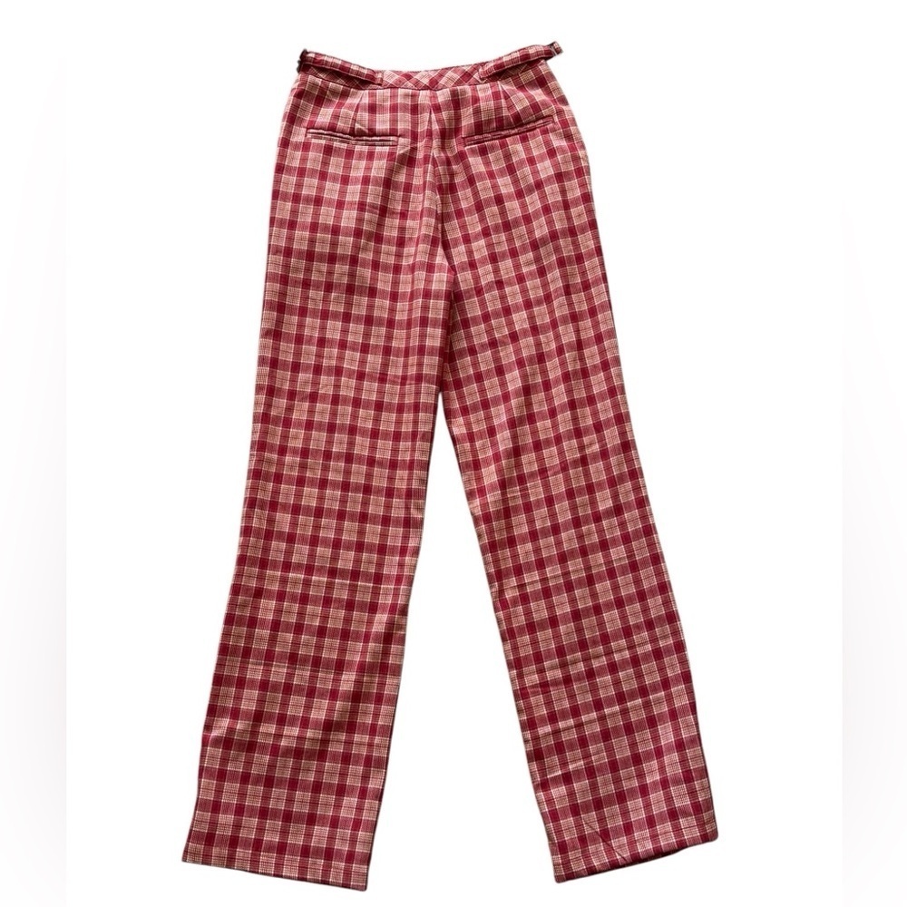 Brandy Melville Women's Red Orange Valentina Plaid Pants One Size - Picture 6 of 8